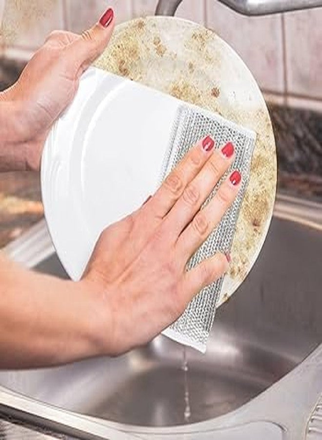 Solitude 5 Pcs Non-Scratch Wire Dishcloth, Multipurpose Wire Dishwashing Scrubber for Wet and Dry, Easy Rinsing, Reusable, Wire Cleaning Cloth for Kitchen, Sinks, Pots, Pans - Image 2